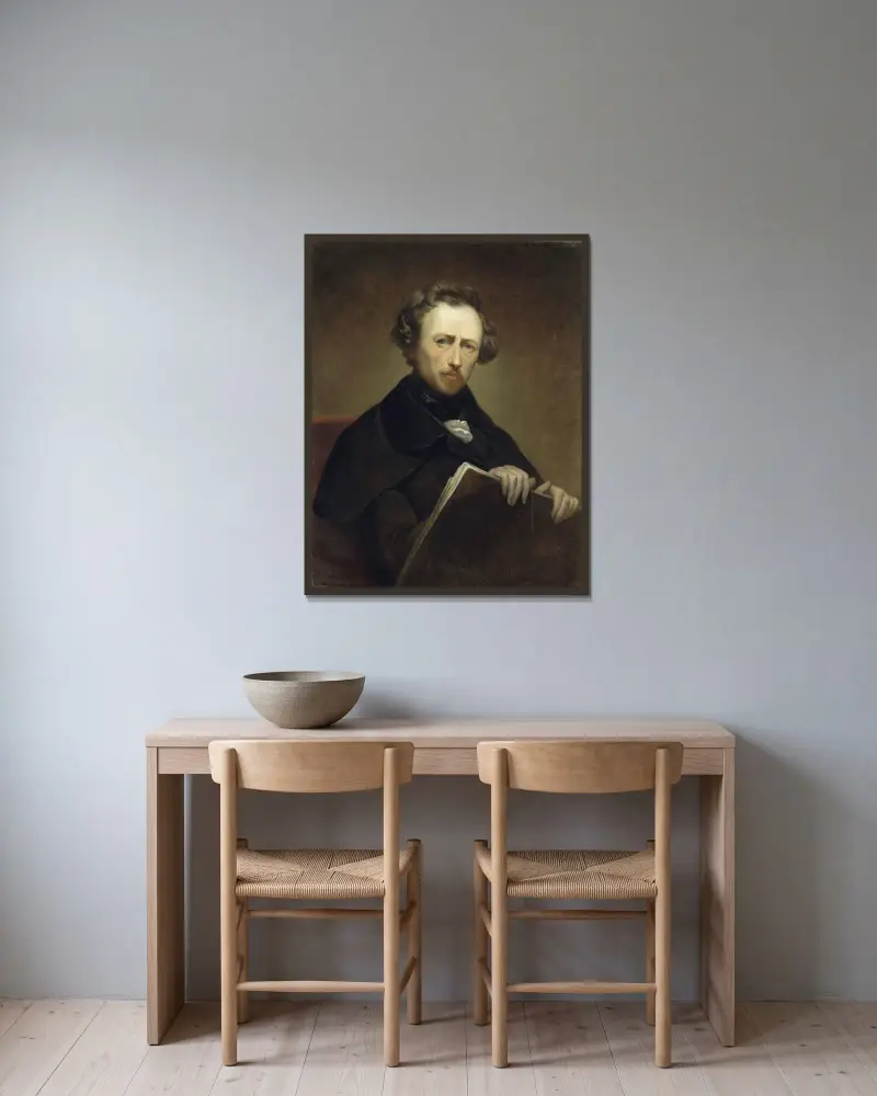 Självporträtt vid 43 års ålder av Ary Scheffer inramad på en vägg