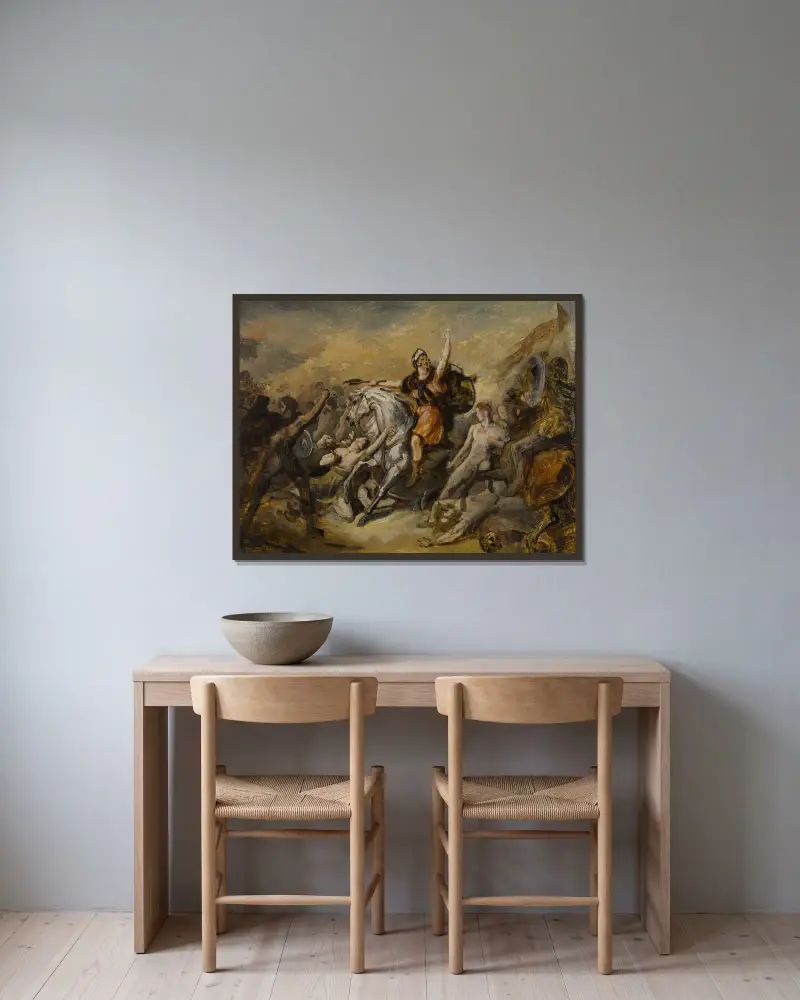 The Battle of Tolbiac av Ary Scheffer inramad på en vägg