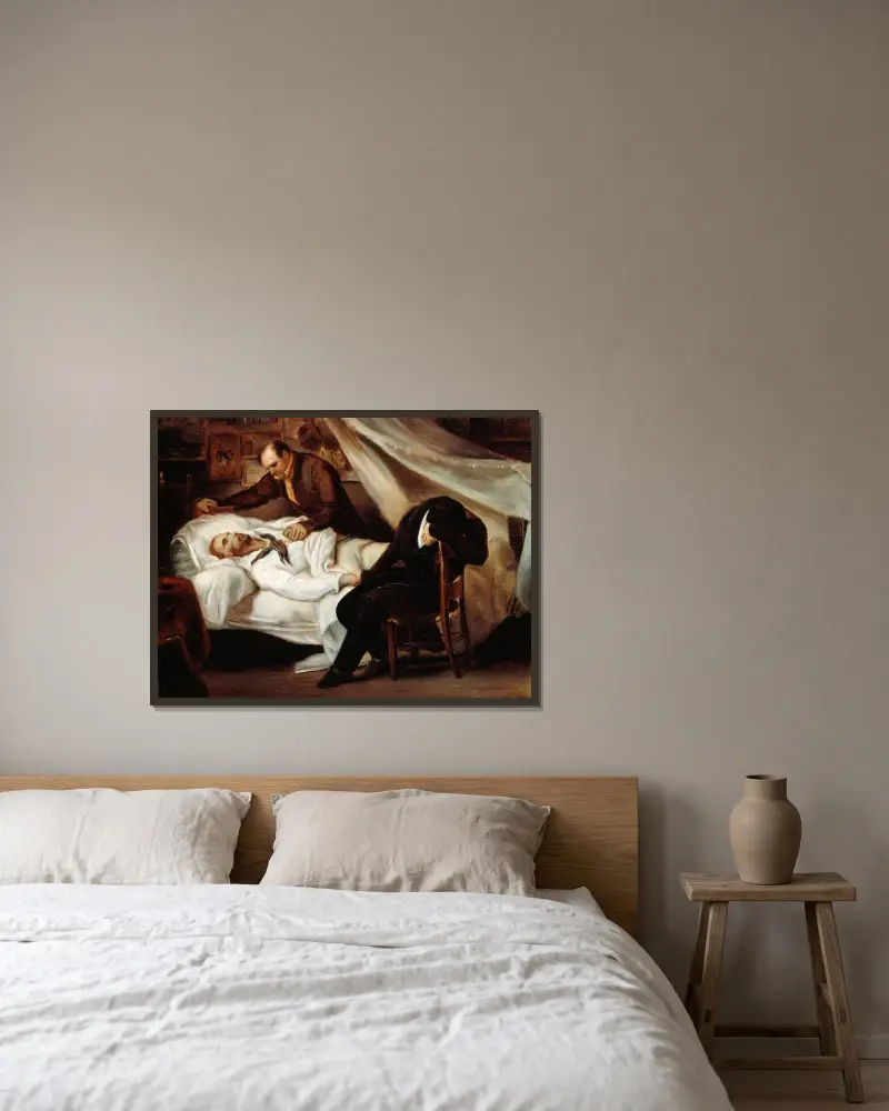 The Death of Géricault av Ary Scheffer inramad på en vägg