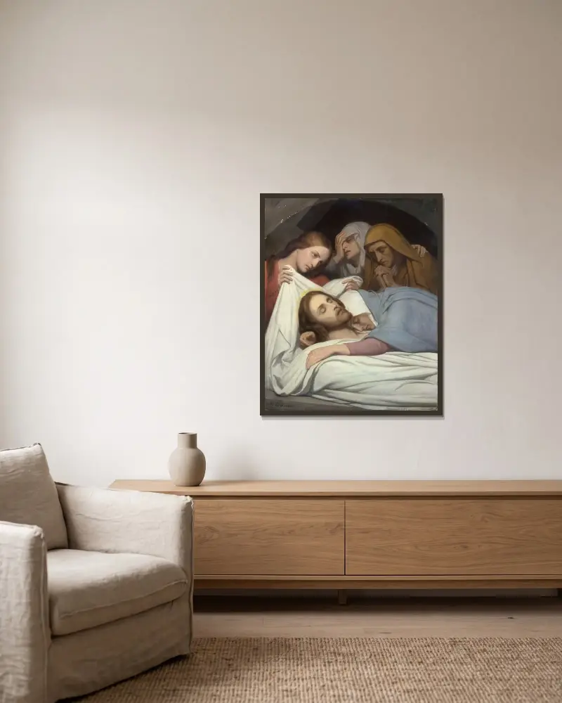 Die Grablegung von Ary Scheffer gerahmt an einer Wand