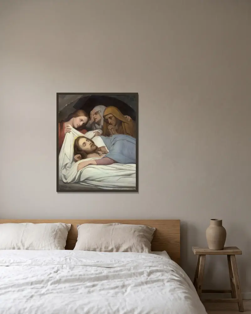 Die Grablegung von Ary Scheffer gerahmt an einer Wand