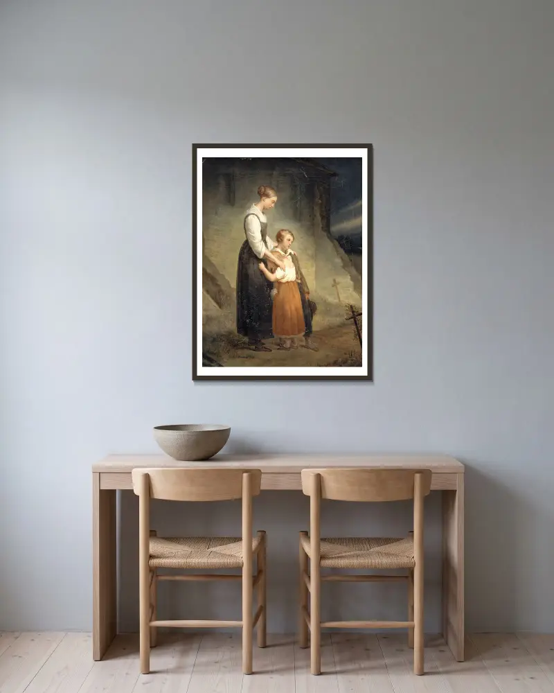 Die Waisen von Ary Scheffer gerahmt an einer Wand