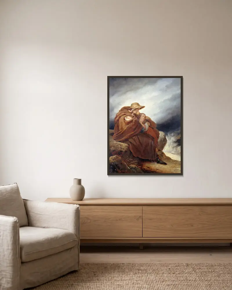 Die Familie des Seemanns von Ary Scheffer gerahmt an einer Wand