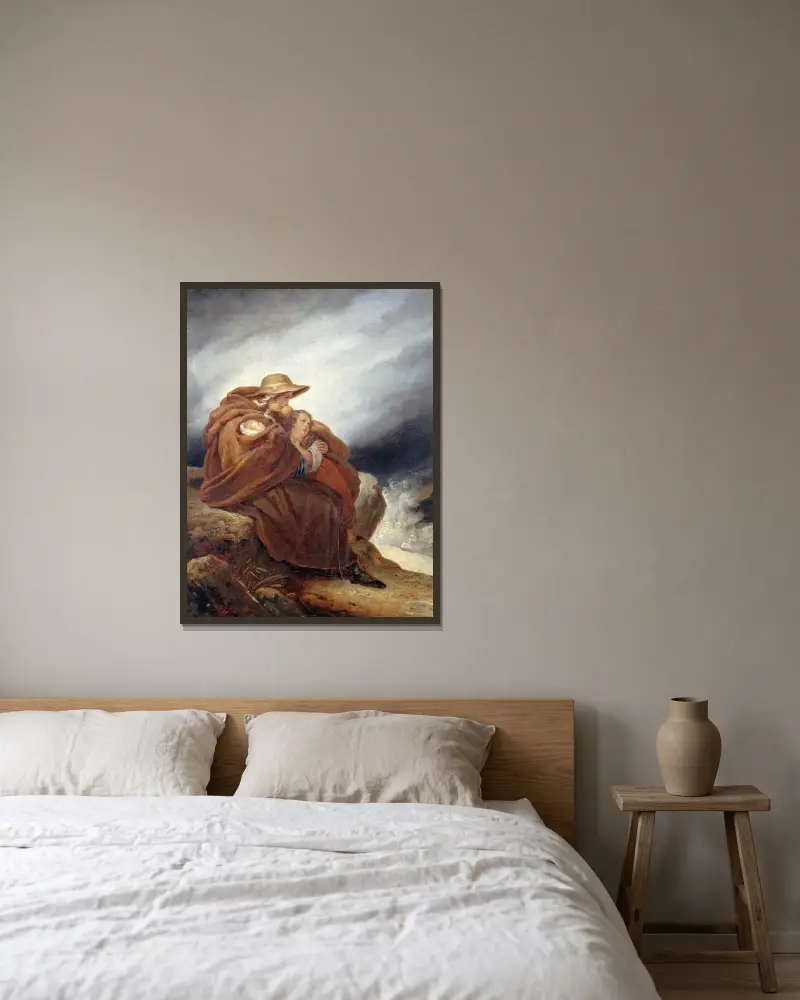 Die Familie des Seemanns von Ary Scheffer gerahmt an einer Wand