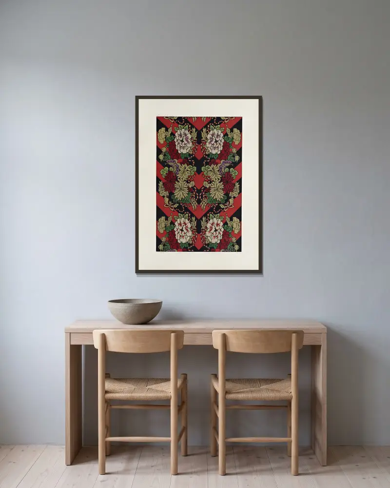 The ornamental arts of Japan Pl.040 av George Ashdown Audsley inramad på en vägg