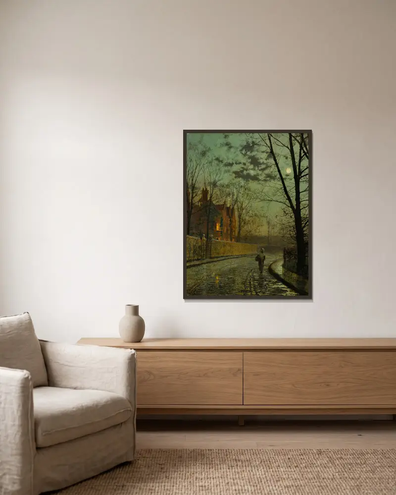 Nach dem Regenschauer von John Atkinson Grimshaw gerahmt an einer Wand