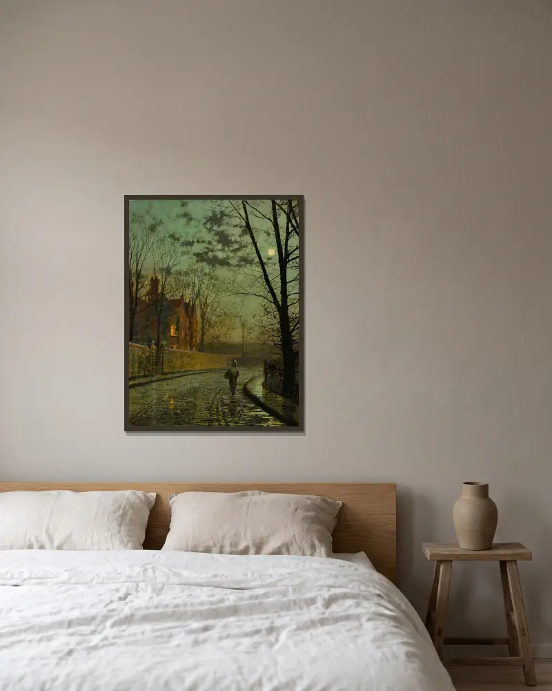 Nach dem Regenschauer von John Atkinson Grimshaw gerahmt an einer Wand