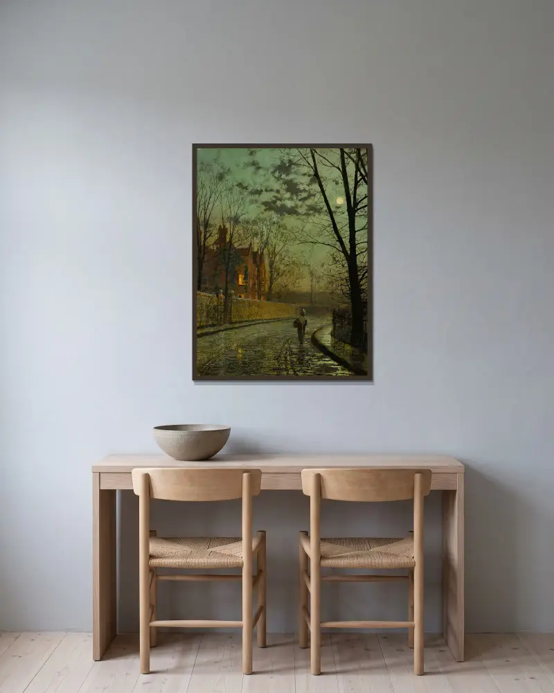 Nach dem Regenschauer von John Atkinson Grimshaw gerahmt an einer Wand
