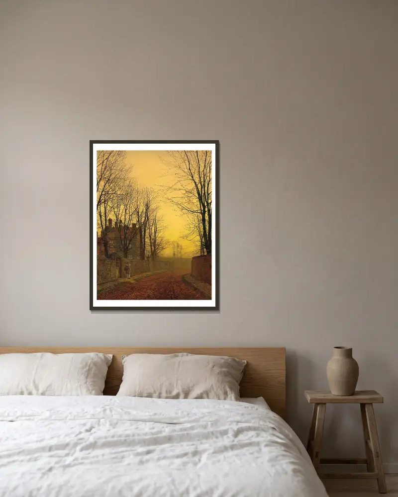 Eine Herbstgasse, 1886 von John Atkinson Grimshaw gerahmt an einer Wand