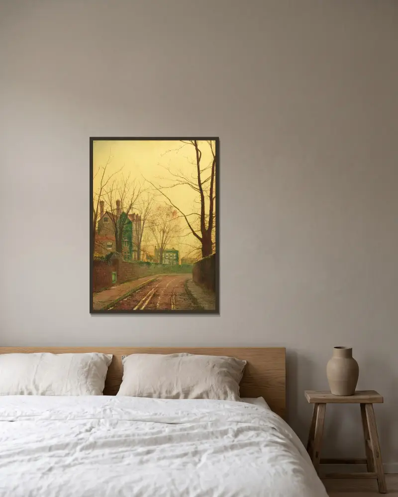 Herbstnachmittag von John Atkinson Grimshaw gerahmt an einer Wand