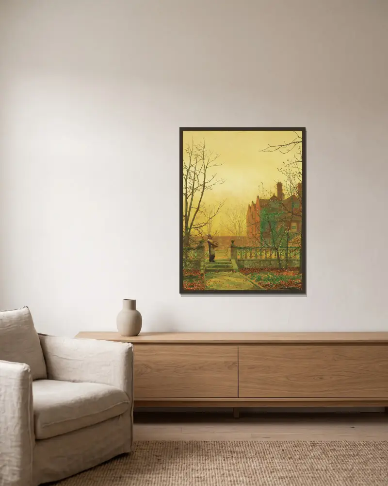 Podzimní zlato, John Atkinson Grimshaw v rámu na stěně
