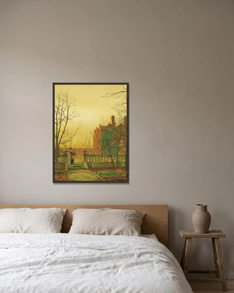 Podzimní zlato, John Atkinson Grimshaw v rámu na stěně