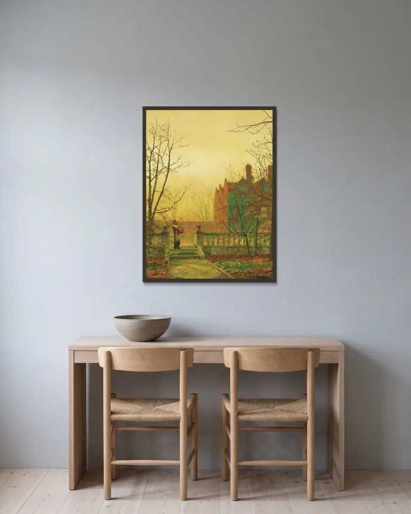 Podzimní zlato, John Atkinson Grimshaw v rámu na stěně