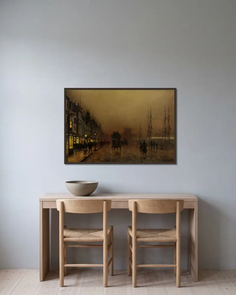 Glasgow Docks, John Atkinson Grimshaw v rámu na stěně