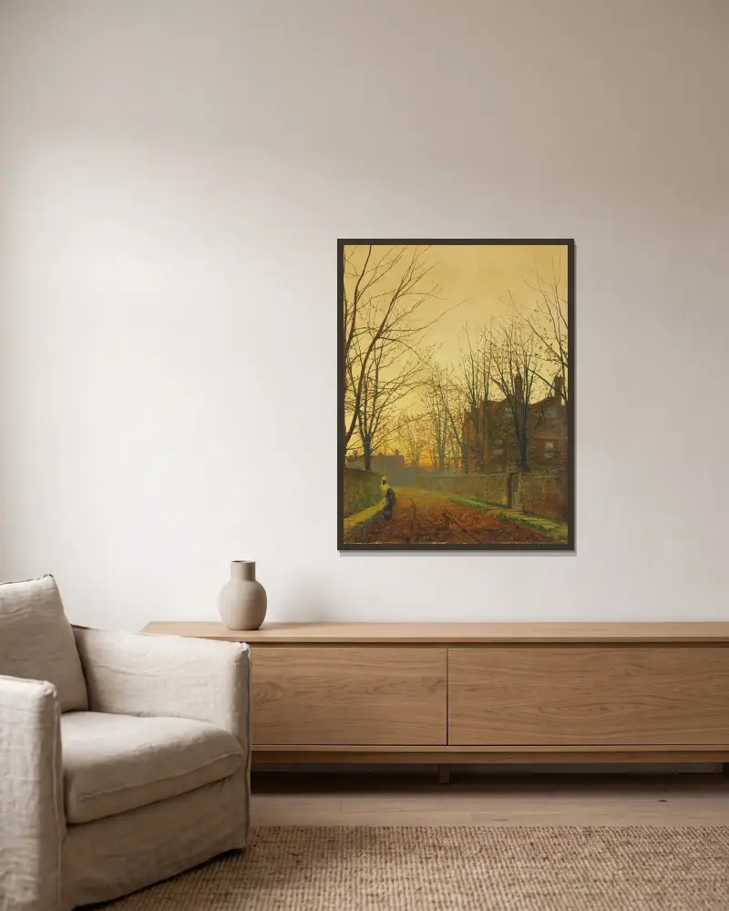 Pozdní říjen, John Atkinson Grimshaw v rámu na stěně