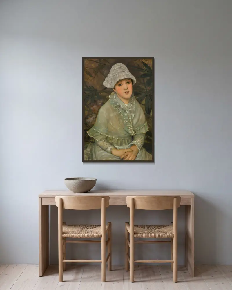 Meine kleine weiße Rose von John Atkinson Grimshaw gerahmt an einer Wand