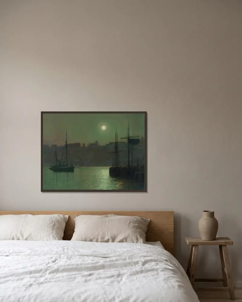 Altes Scarborough von John Atkinson Grimshaw gerahmt an einer Wand