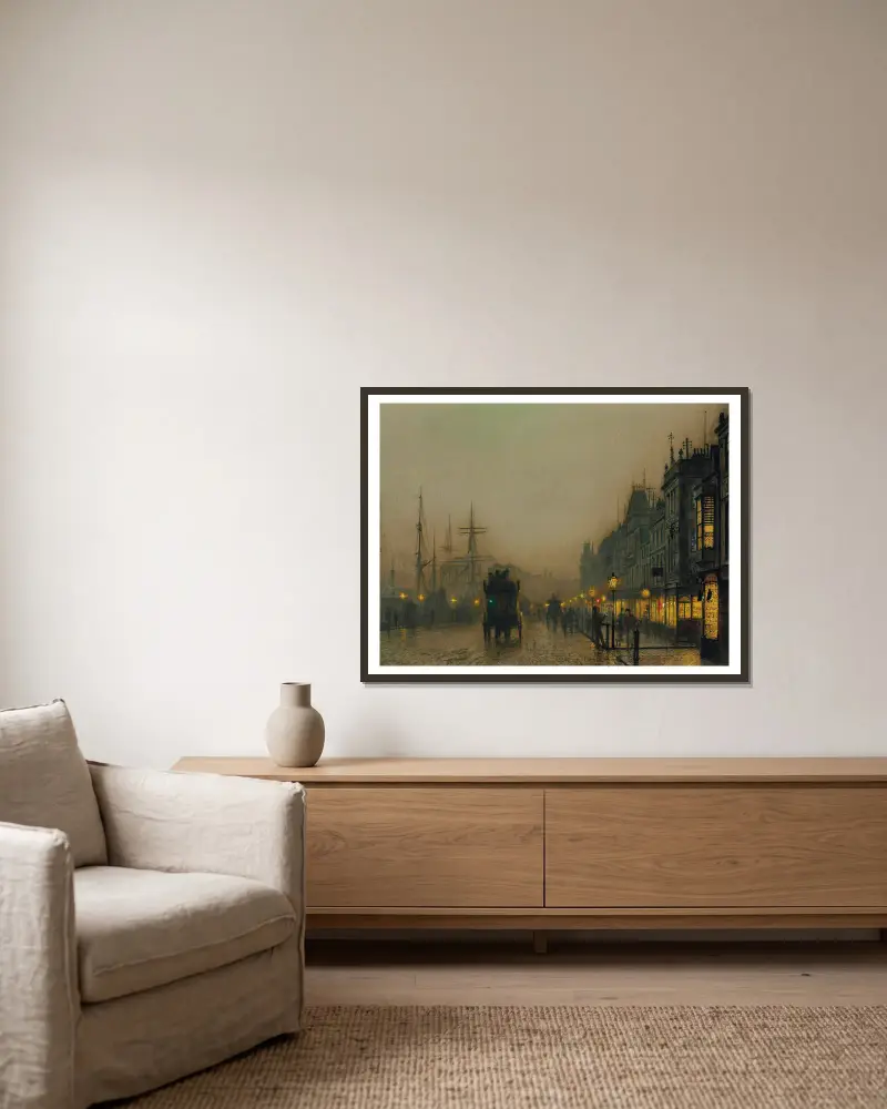 Reekie, Glasgow – Nr. 1 von John Atkinson Grimshaw gerahmt an einer Wand