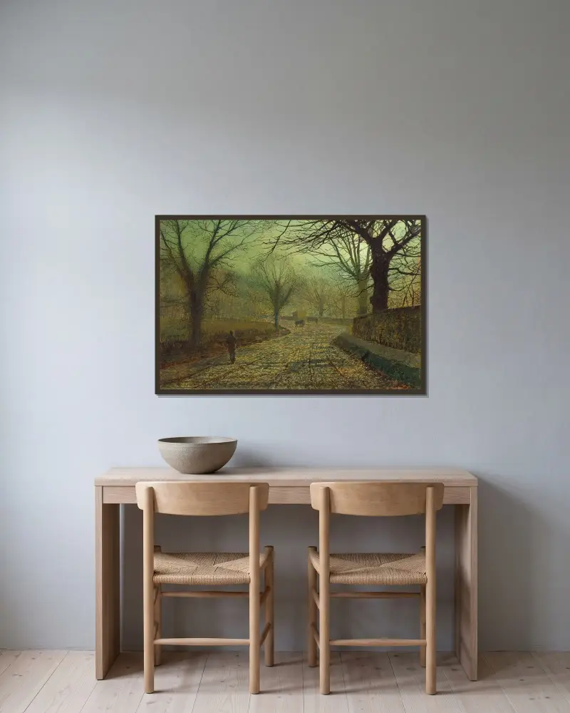 Stapleton Park, nära Pontefract av John Atkinson Grimshaw inramad på en vägg