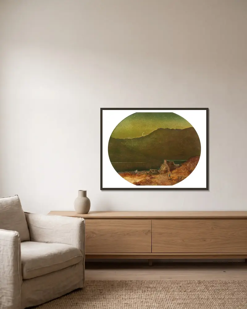 Měsíční srpek, John Atkinson Grimshaw v rámu na stěně