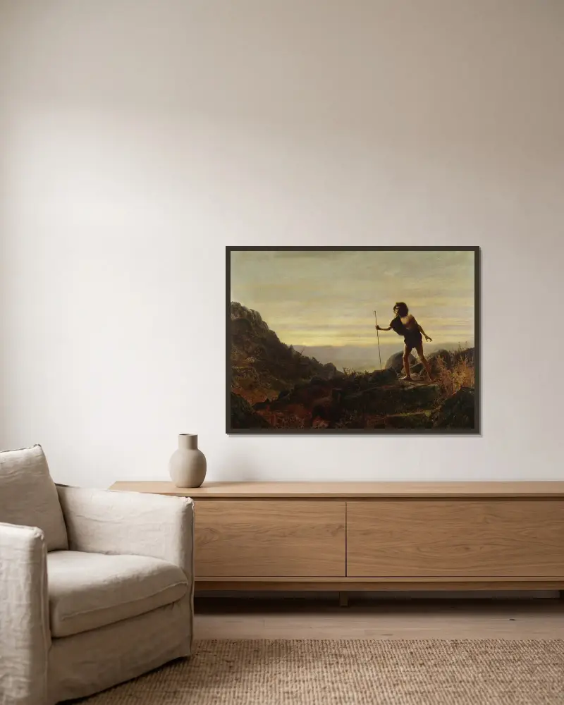 Likenelsen om det förlorade fåret av John Atkinson Grimshaw inramad på en vägg