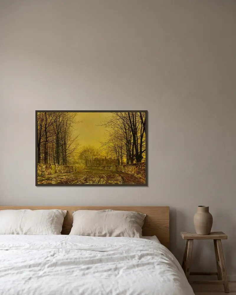 Drottningens väg av John Atkinson Grimshaw inramad på en vägg