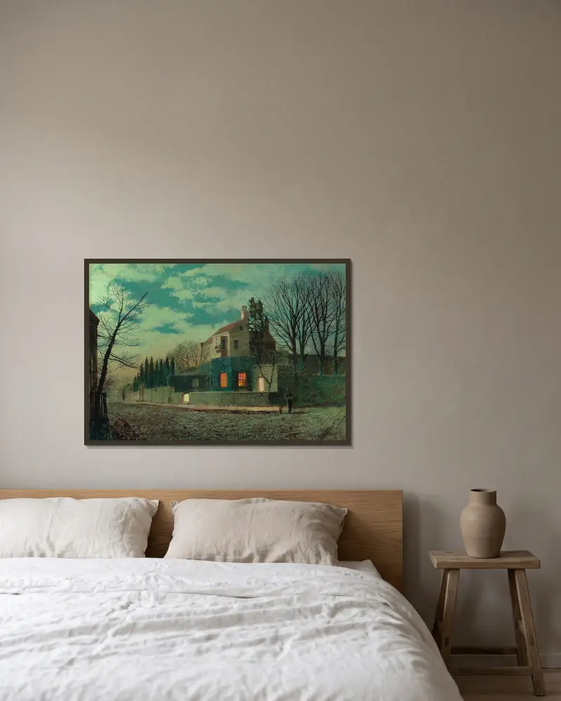 Yew Court, Scalby av John Atkinson Grimshaw inramad på en vägg