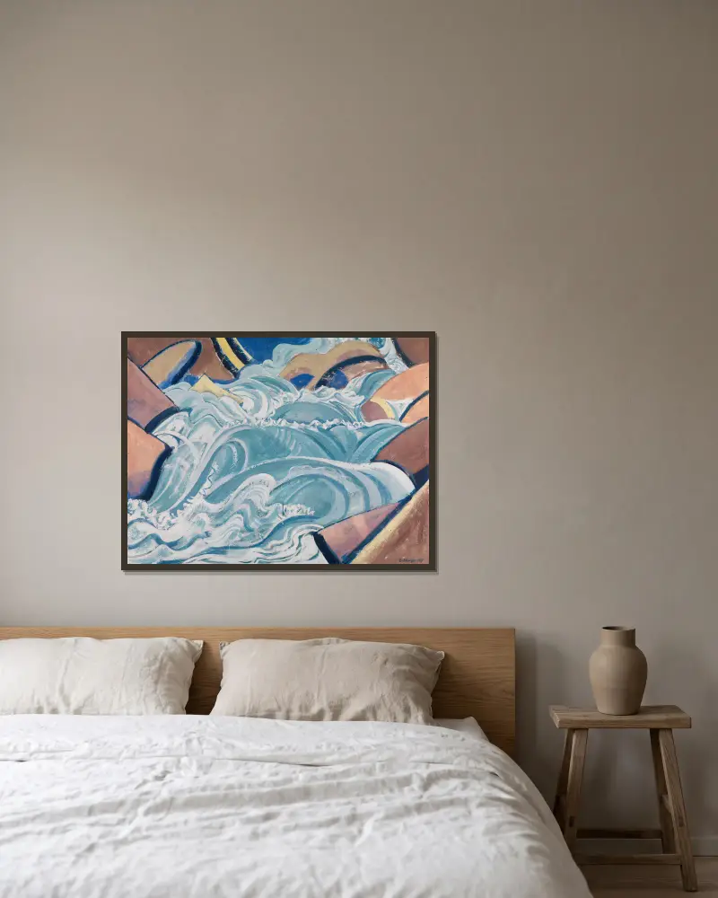 Bergbach von August Babberger gerahmt an einer Wand
