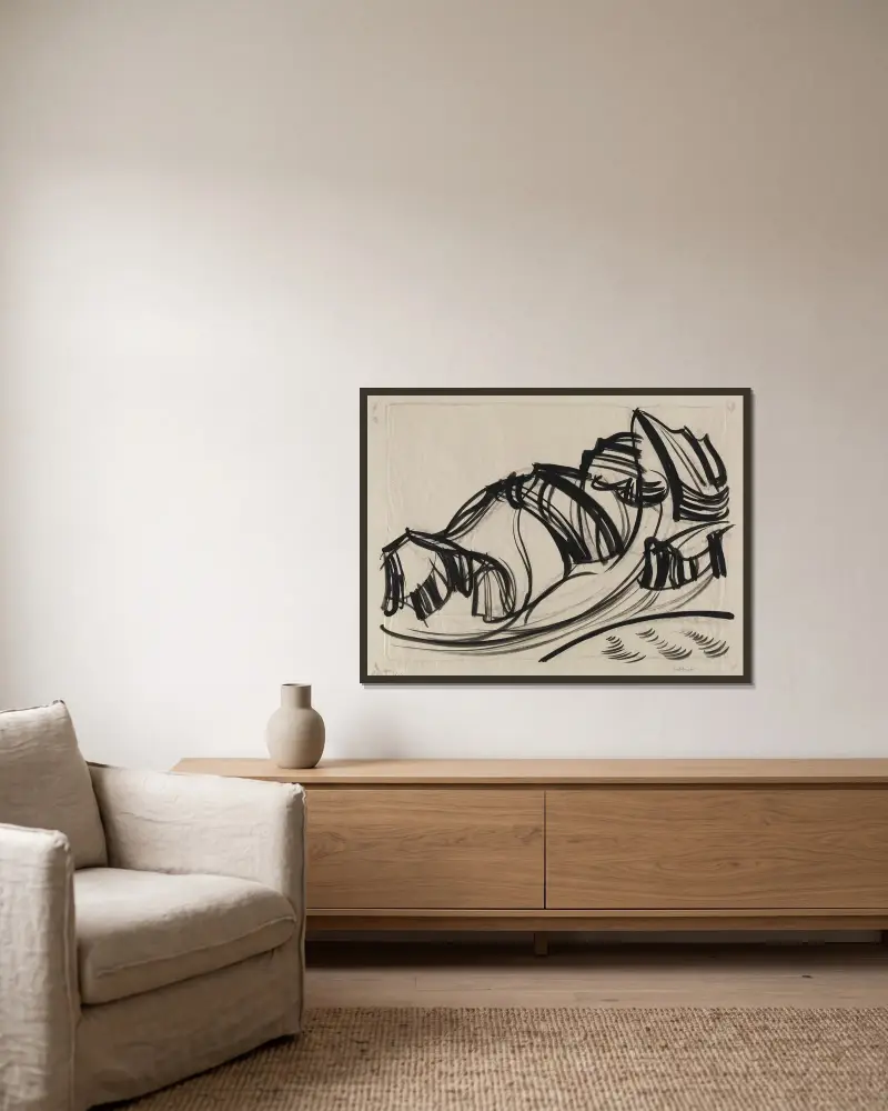 Berglandschaft – Nr. 1 von August Babberger gerahmt an einer Wand