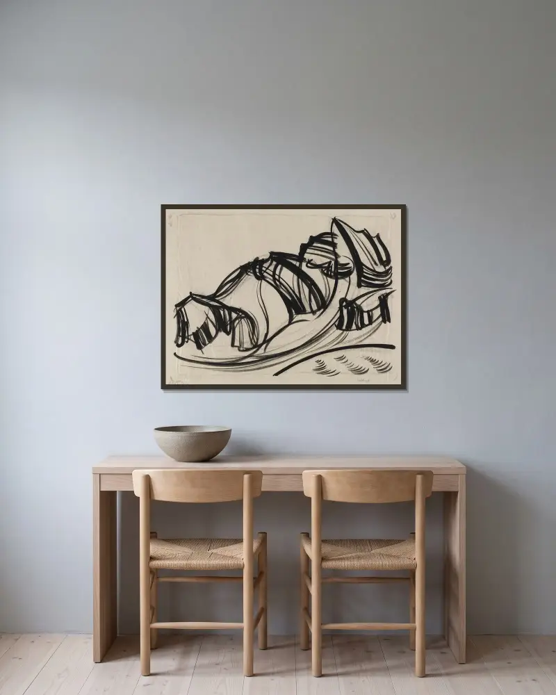 Berglandschaft – Nr. 1 von August Babberger gerahmt an einer Wand