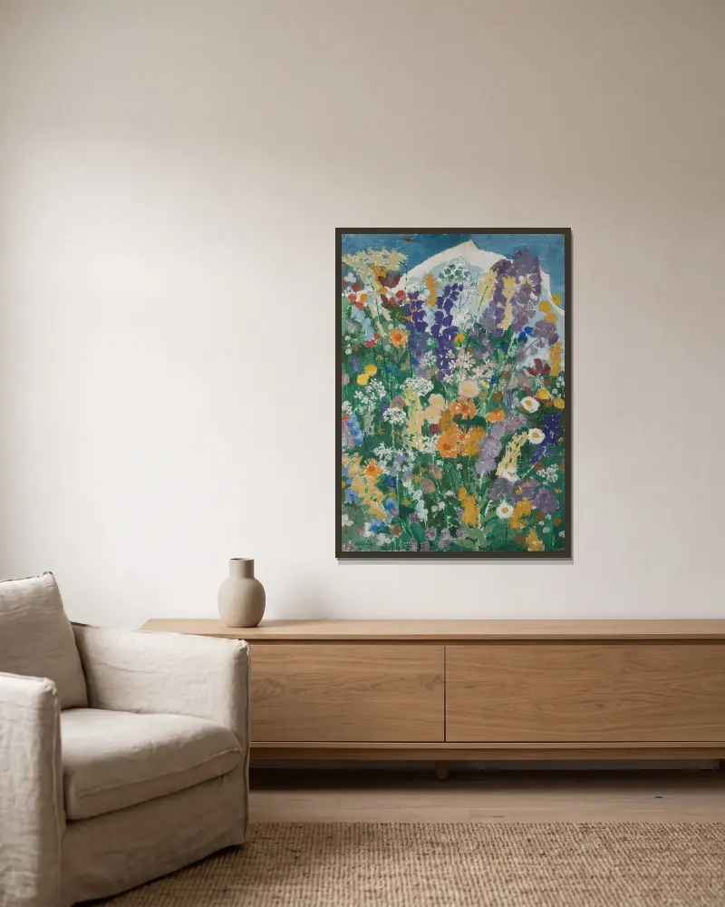 Blumen am Berg von August Babberger gerahmt an einer Wand