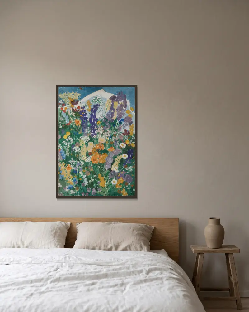 Blumen am Berg von August Babberger gerahmt an einer Wand