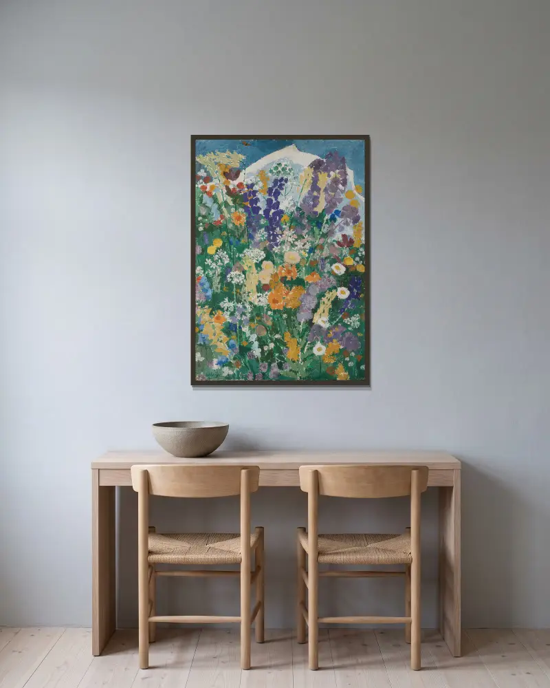 Blumen am Berg von August Babberger gerahmt an einer Wand