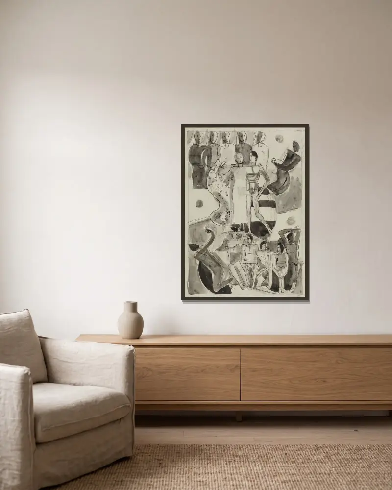 Bräutliches Paar – Nr. 1 von August Babberger gerahmt an einer Wand