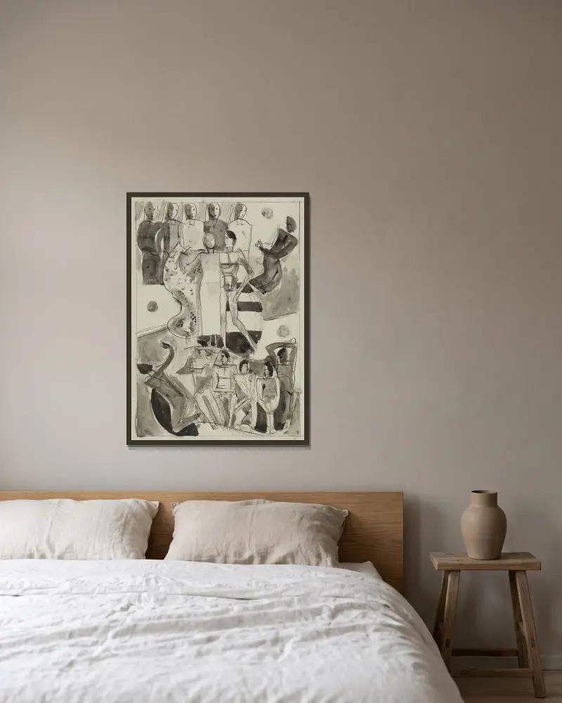 Bräutliches Paar – Nr. 1 von August Babberger gerahmt an einer Wand