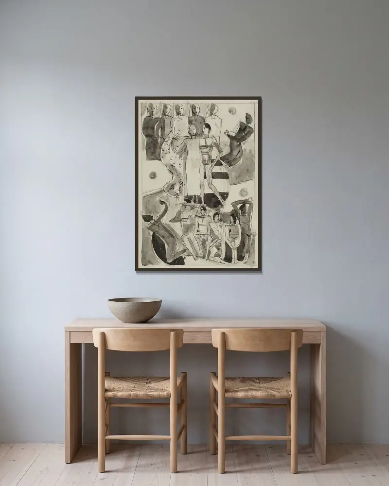 Bräutliches Paar – Nr. 1 von August Babberger gerahmt an einer Wand