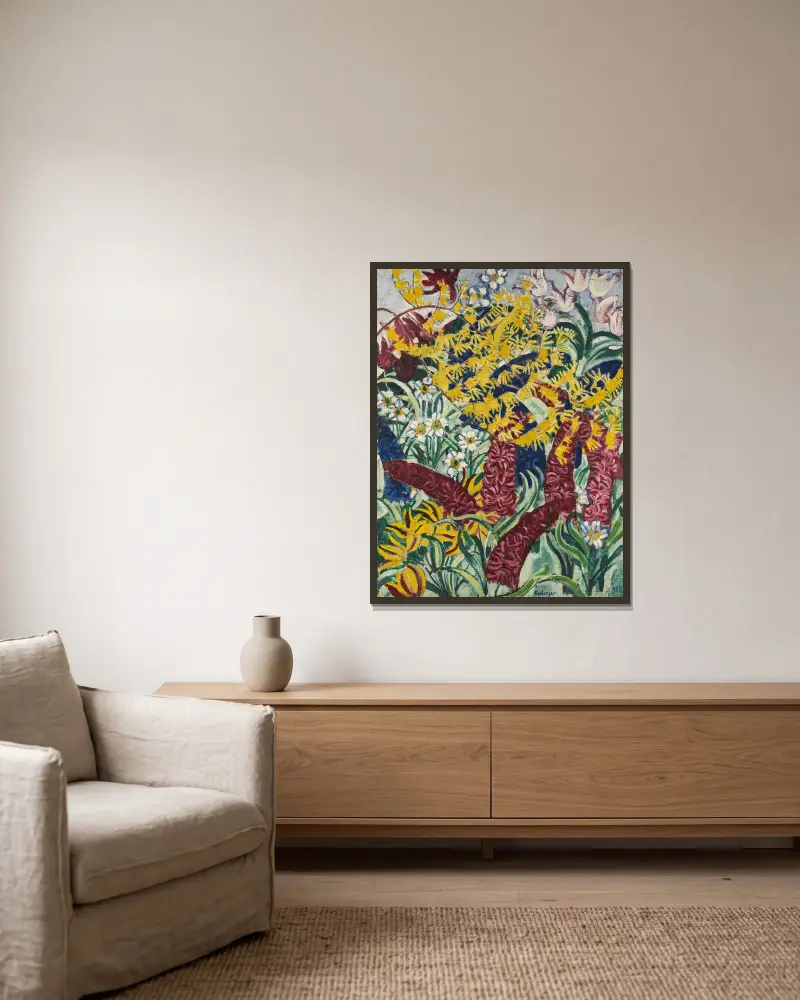 Gartenblumen I von August Babberger gerahmt an einer Wand