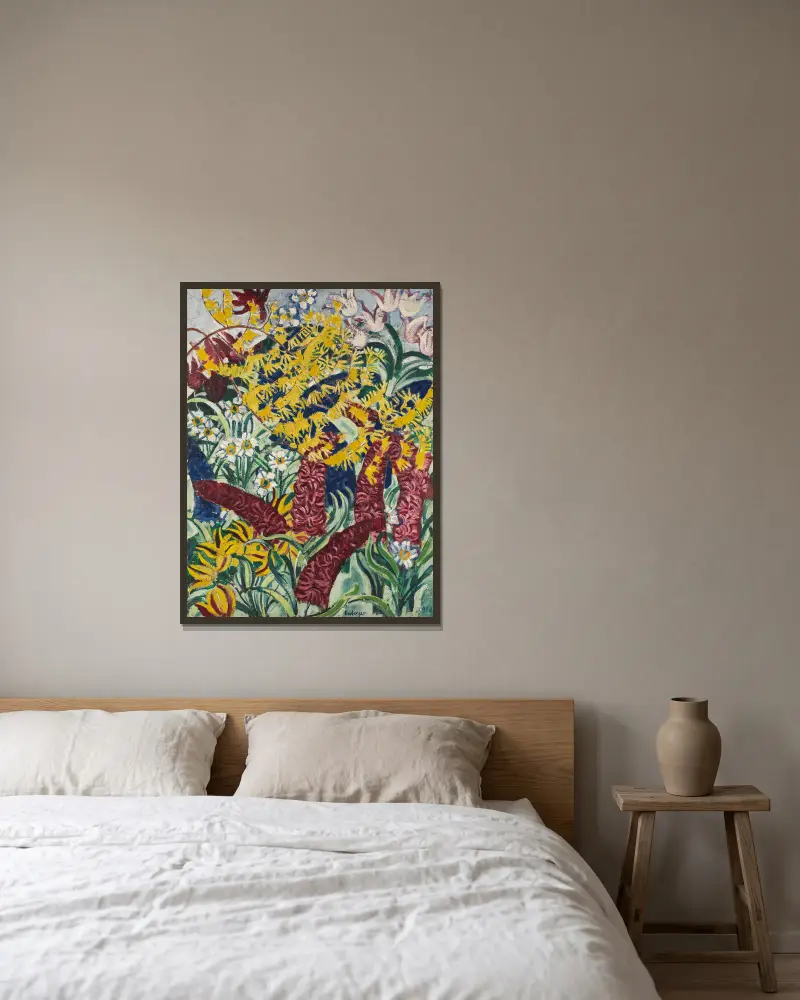Gartenblumen I von August Babberger gerahmt an einer Wand
