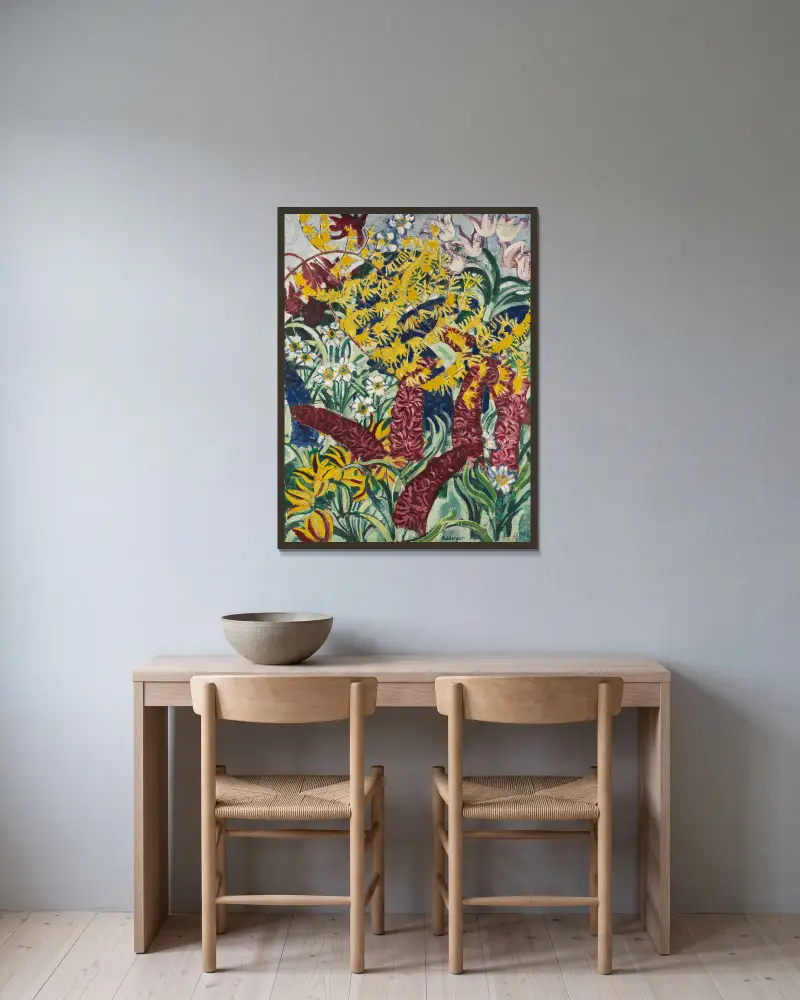 Gartenblumen I von August Babberger gerahmt an einer Wand