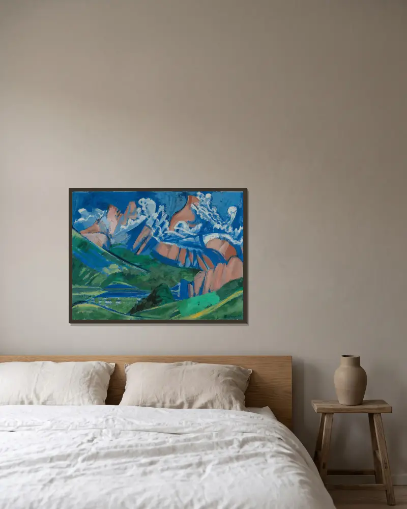 Landschaft von August Babberger gerahmt an einer Wand