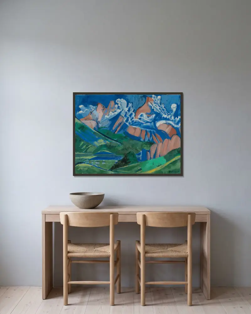 Landschaft von August Babberger gerahmt an einer Wand