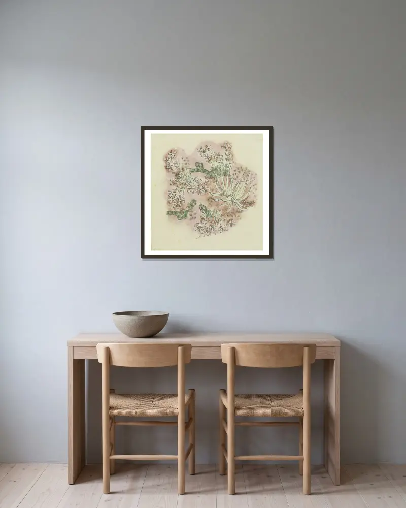 Studie von Pflanzen 3 von August Babberger gerahmt an einer Wand