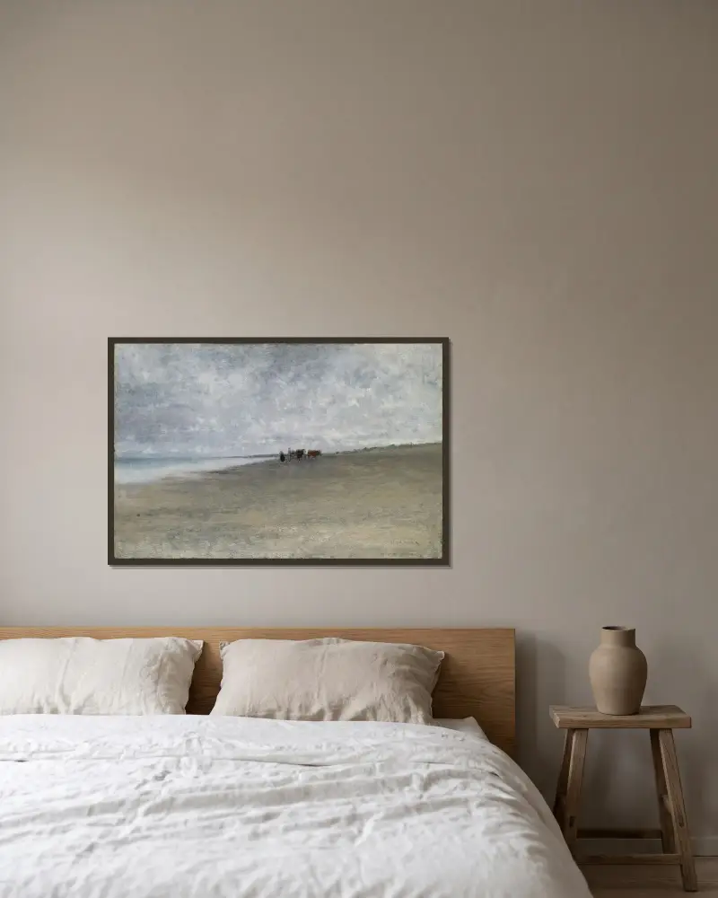 Hazy Weather by the Sea av August Hagborg inramad på en vägg