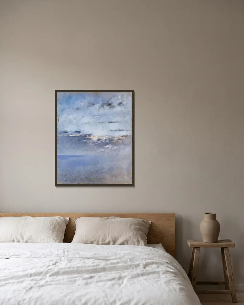 Sea and Clouds av August Hagborg inramad på en vägg