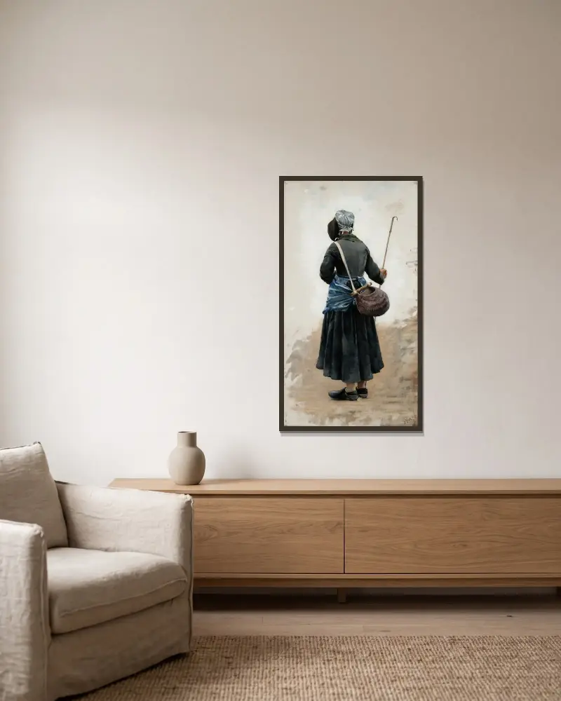 Woman standing av August Hagborg inramad på en vägg
