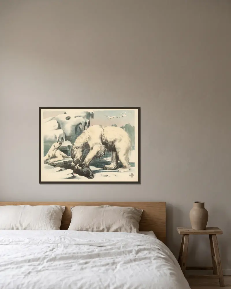 Eisbären, 1892 von Oluf August Hermansen gerahmt an einer Wand