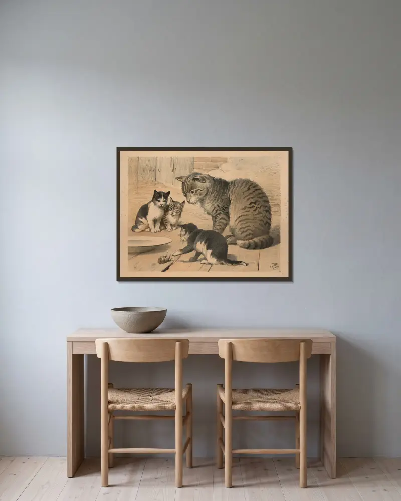 Katze von Oluf August Hermansen gerahmt an einer Wand