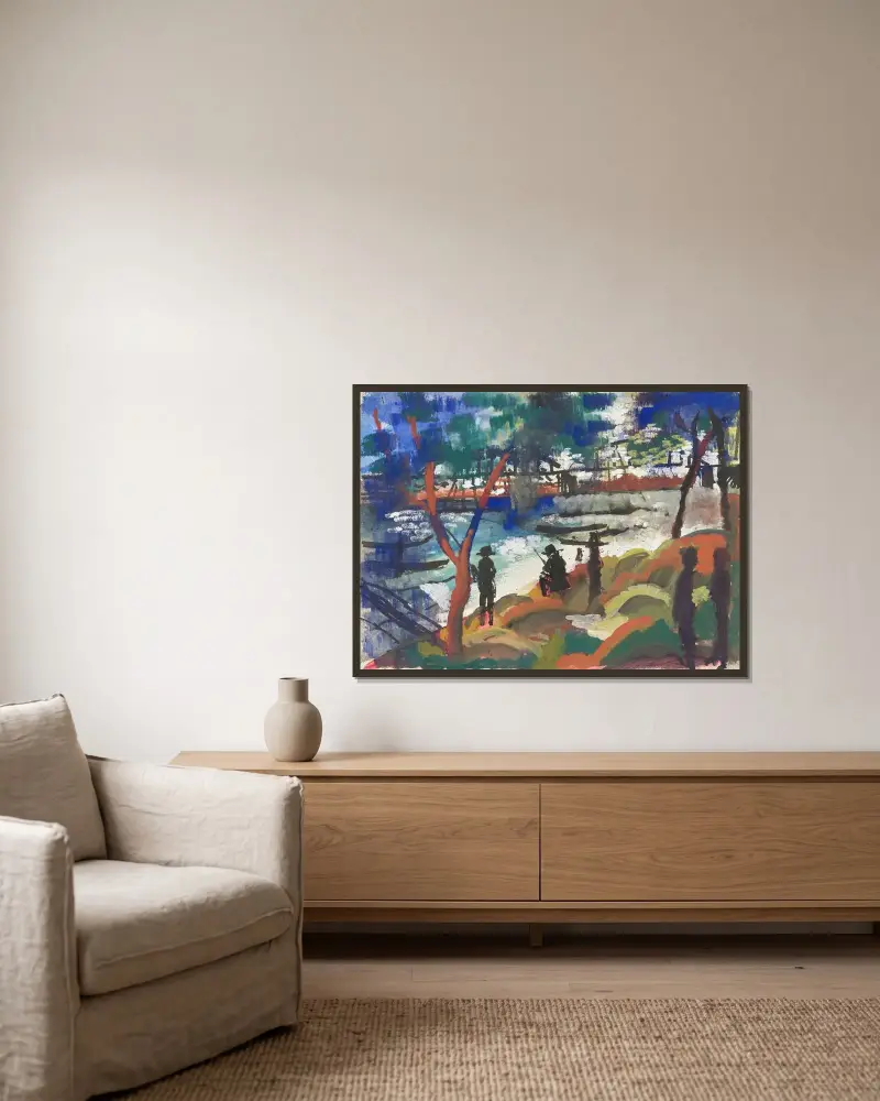 Rybář u řeky, August Macke v rámu na stěně