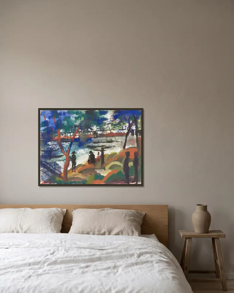 Rybář u řeky, August Macke v rámu na stěně