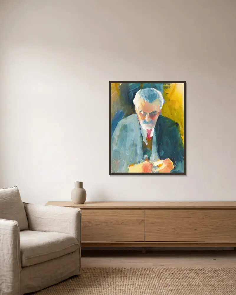 Portrétní studie Bernharda Koehlera, August Macke v rámu na stěně
